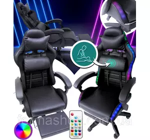 Геймерское кресло с RGB подсветкой, подушками и выдвижной подставкой для ног, Черный (G895) Геймерское кресло с RGB подсветкой, подушками и выдвижной подставкой для ног, Черный (G895)