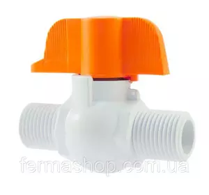 Кран шаровый пластиковый 1/2" нар. х 1/2" нар.(бабочка) Кран шаровый пластиковый 1/2" нар. х 1/2" нар.(бабочка)