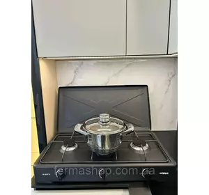 Настольная газовая плита Nurgaz на 3 конфорки с крышкой (Турция) Настольная газовая плита Nurgaz на 3 конфорки с крышкой (Турция)