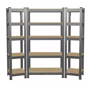 Набор из 3-х металлических стеллажей 2шт: 180 x 40 x 40 1шт: 180 x 90x 40 5 полок (серый) Набор из 3-х металлических стеллажей 2шт: 180 x 40 x 40 1шт: 180 x 90x 40 5 полок (серый)
